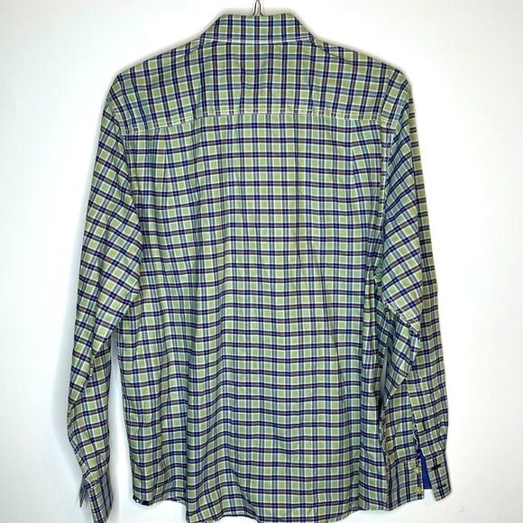 Large Tommy Bahama Green-Blue Plaid LS Shirt‎ - Picture 4 of 5